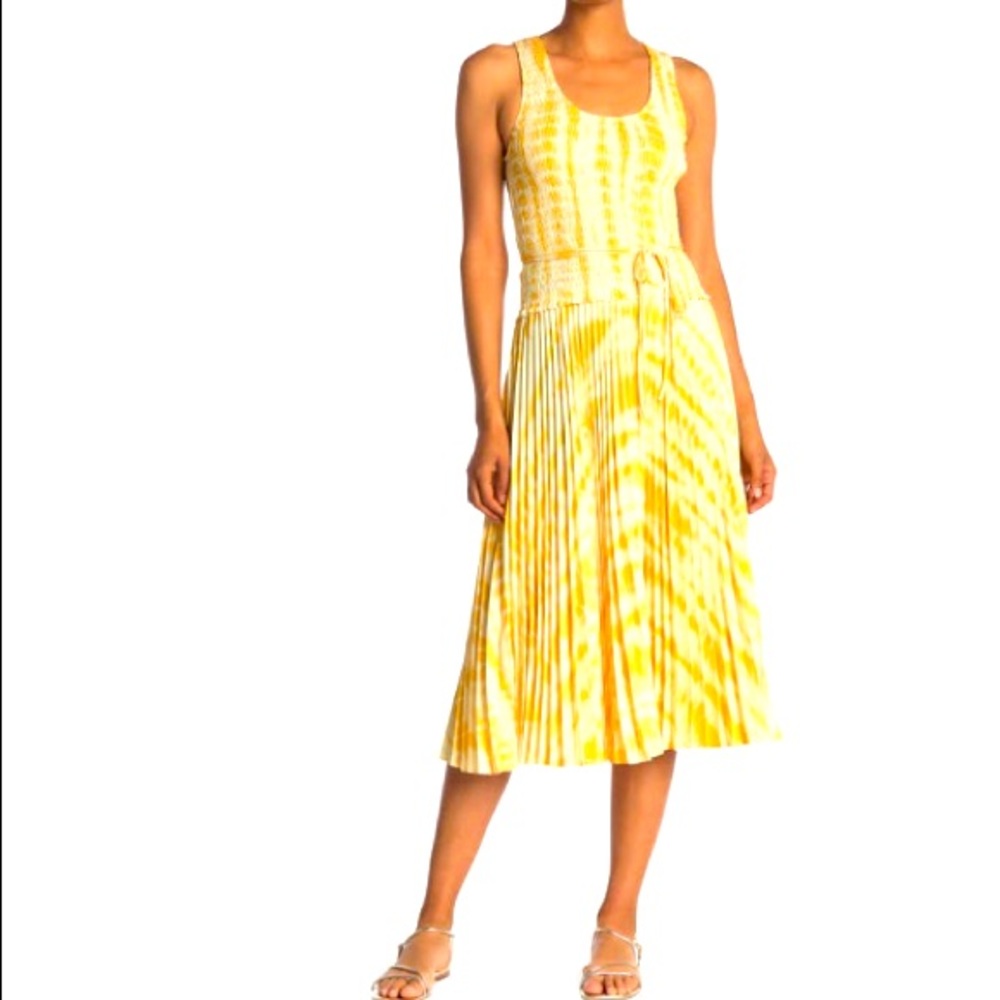 L Prozena Shouler Mid Dress W/Pleated Skirt Sz 4